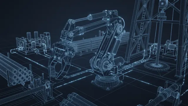 Automated Drilling Rigs – What Robots Do on the Rig Floor Now - 3D Wireframe Animation