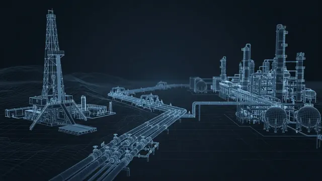 What Is the Oil and Gas Industry? – Upstream, Midstream and Downstream - 3D Wireframe Animation