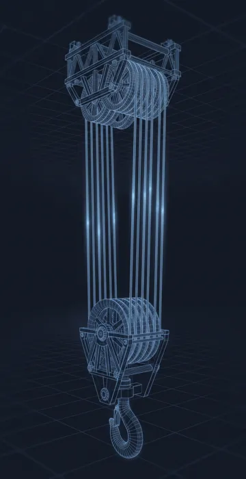 Crown Block and Traveling Block – How the Rig's Pulley System Works - 3D Wireframe Animation