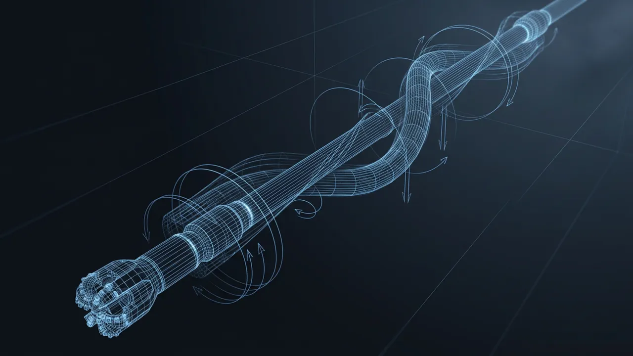 Drill String Vibration – Stick-Slip, Whirl and Bit Bounce - 3D Wireframe Animation