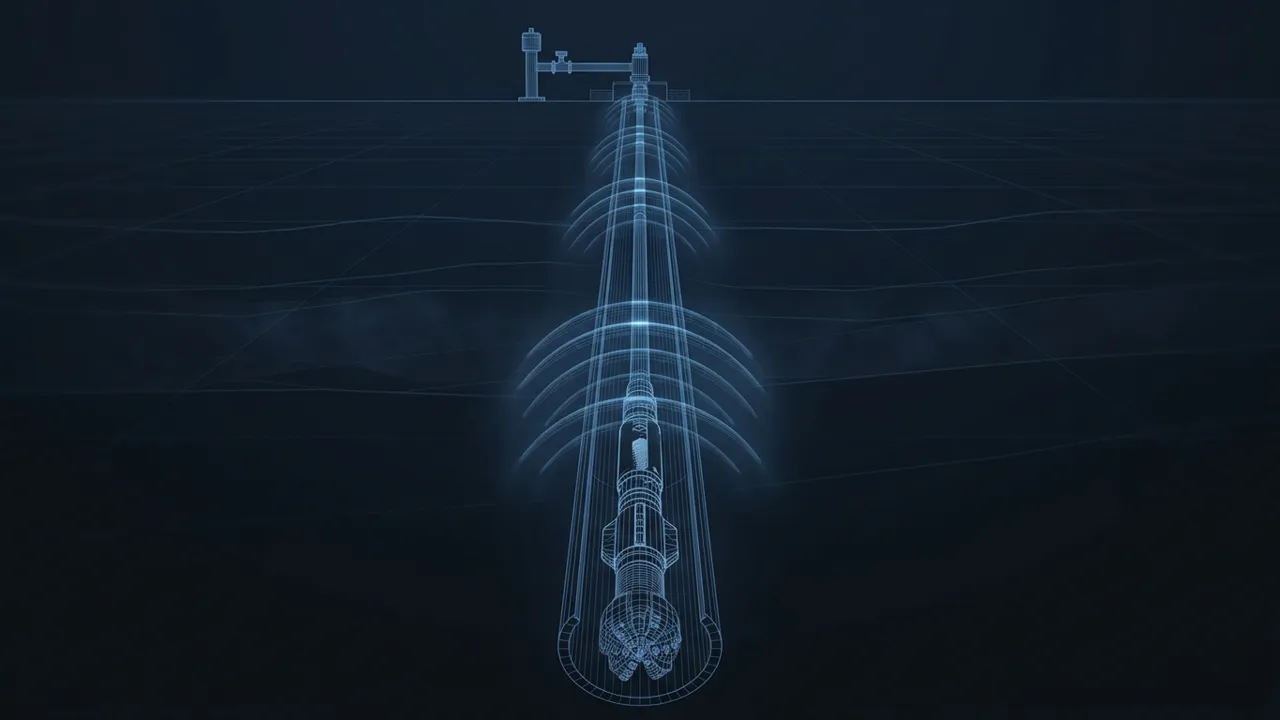 Measurement While Drilling (MWD) – How Downhole Data Reaches Surface - 3D Wireframe Animation