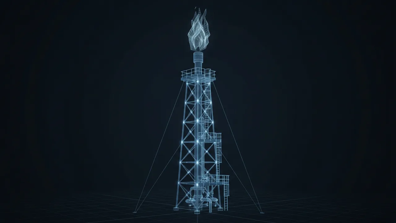 Why Do Oil Rigs Have a Flame on Top? – Gas Flaring Explained - 3D Wireframe Animation